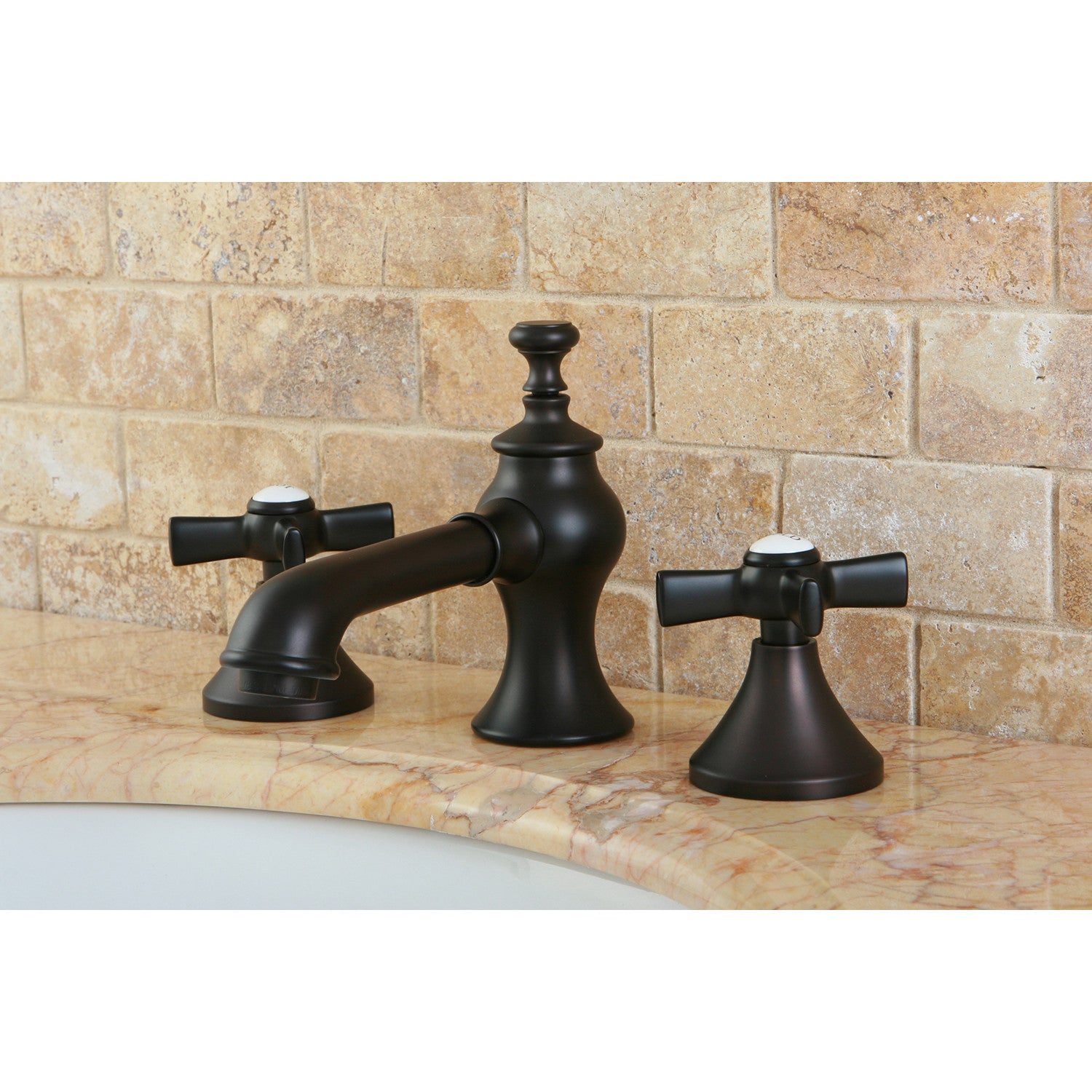 Kingston Tulare KC7065ZX - Millennium Two-Handle 3-Hole Deck Mount Widespread Bathroom Faucet with Brass Pop-Up, Oil Rubbed Bronze — thumbnail 2